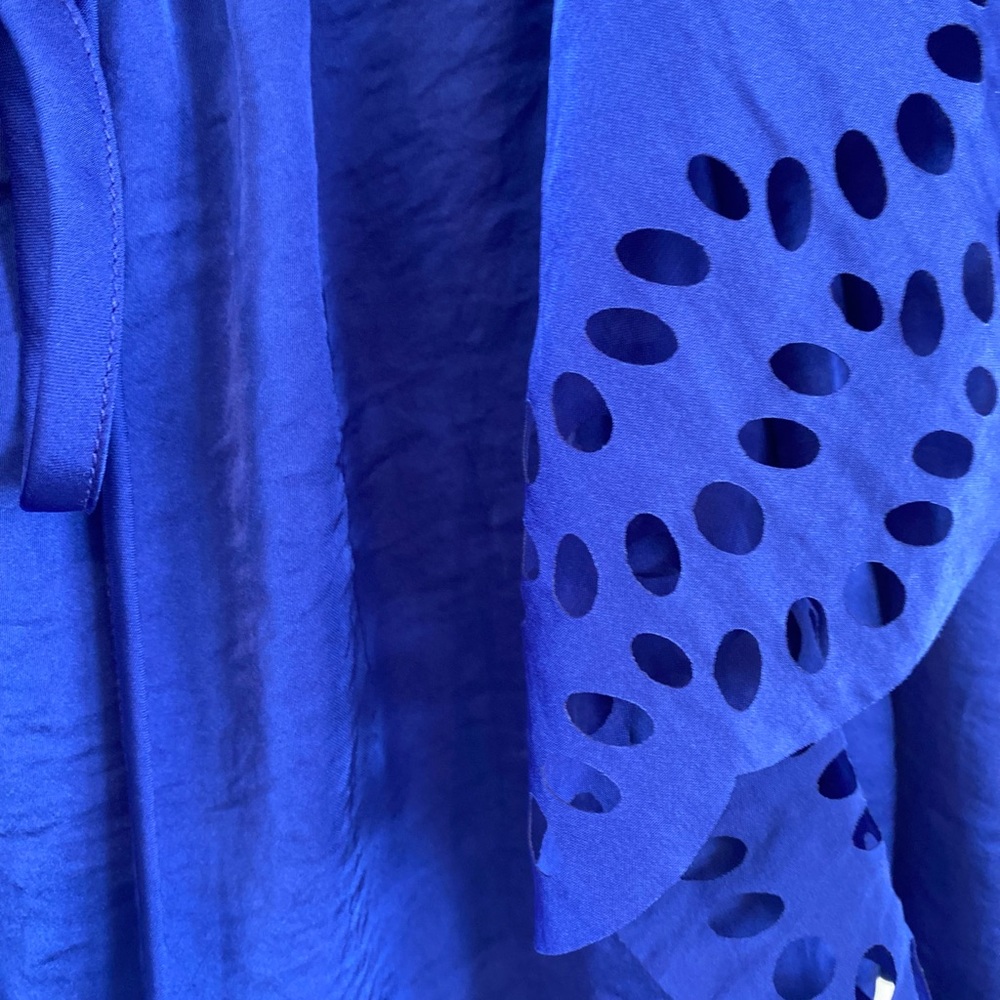 NWT Cynthia Rowley Cut-Out Scalloped Butterfly Sleeve Waist Tie Shirt Blouse S - Picture 4 of 6